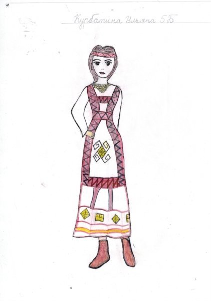 Чувашское платье для рисования