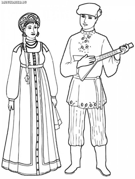 Трафареты русский народный костюм мужской и женский (40 фото)