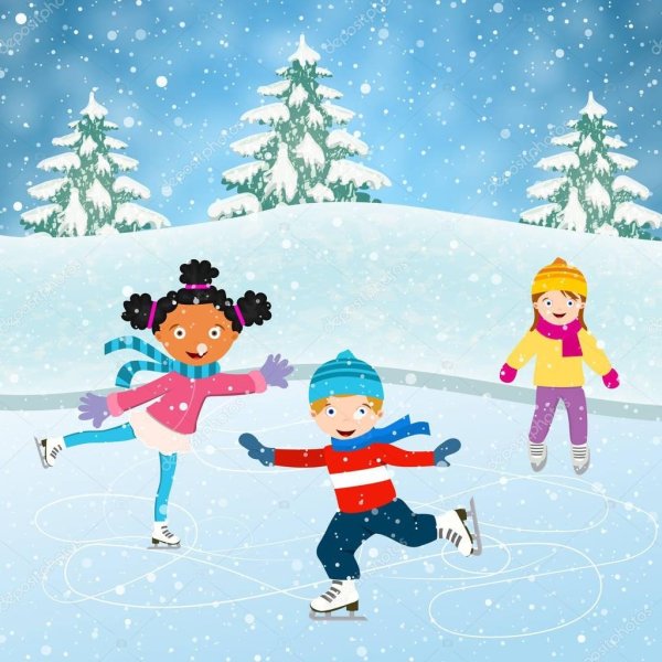 Дети на коньках иллюстрации (29 фото)