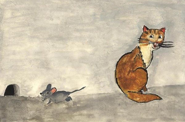 Иллюстрация к басне эзопа кошка и мыши карандашом для детей (37 фото)
