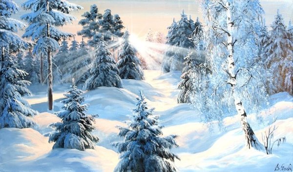 Иллюстрация зимнего леса для детей (40 фото)