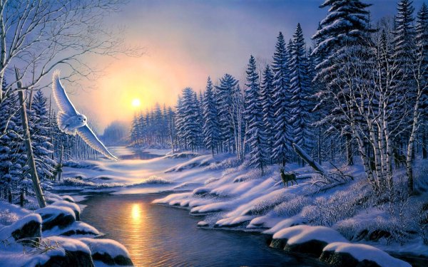 Красивые зимние пейзажи открытки (40 фото)