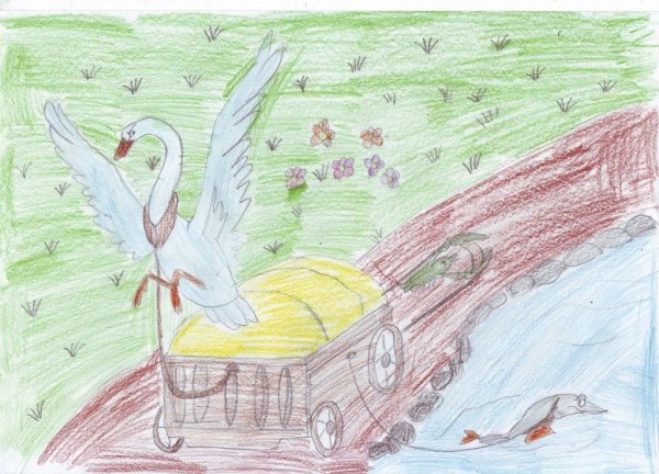 Лебедь рак и щука иллюстрации детские рисунки (35 фото)