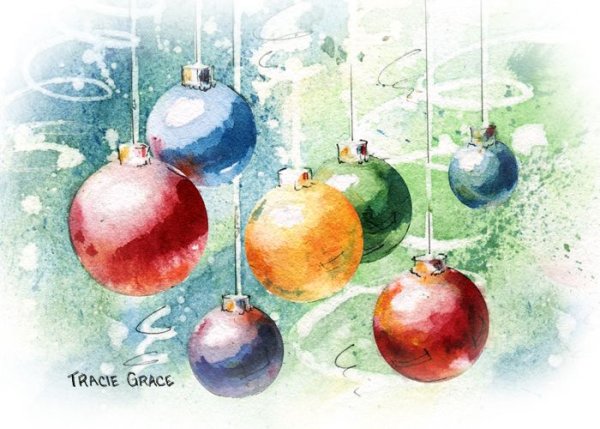 Новогодние открытки рисунки акварелью (40 фото)