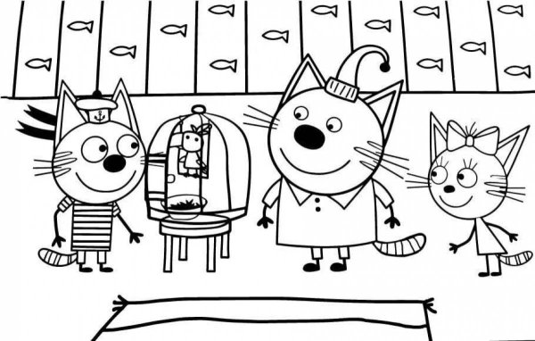 Раскраски герои мультфильма три кота (34 фото)