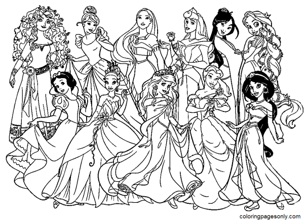 Раскраски новые принцессы диснея (45 фото)