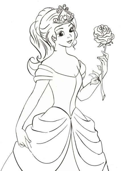 Раскраски принцесса с цветами (42 фото)