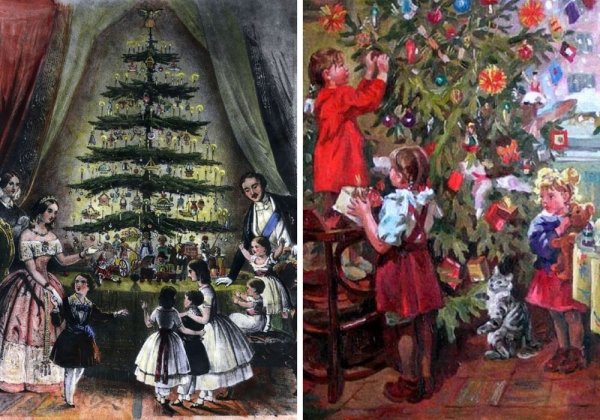 Рождественская елка старые открытки (39 фото)