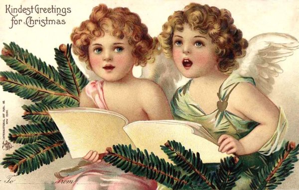 Рождественские ангелы винтажные открытки (41 фото)
