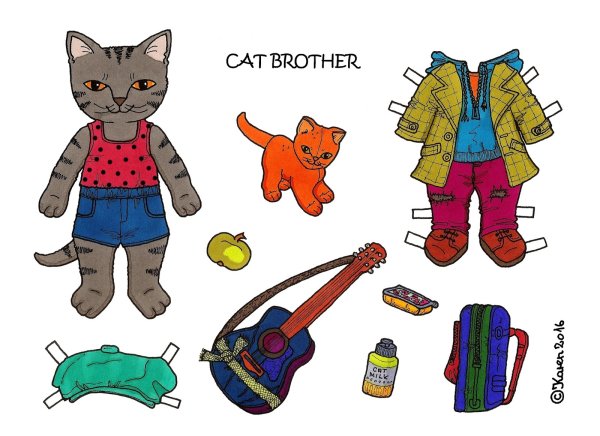 Трафареты котенок с одеждой (40 фото)