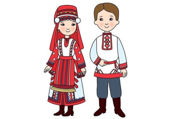 Мордовский национальный костюм нарисовать